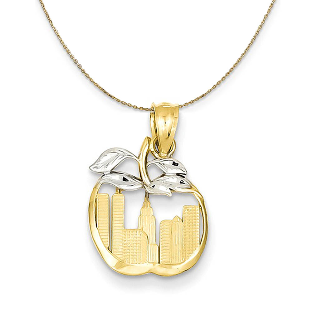 14k Yellow Gold New York Skyline Apple Necklace