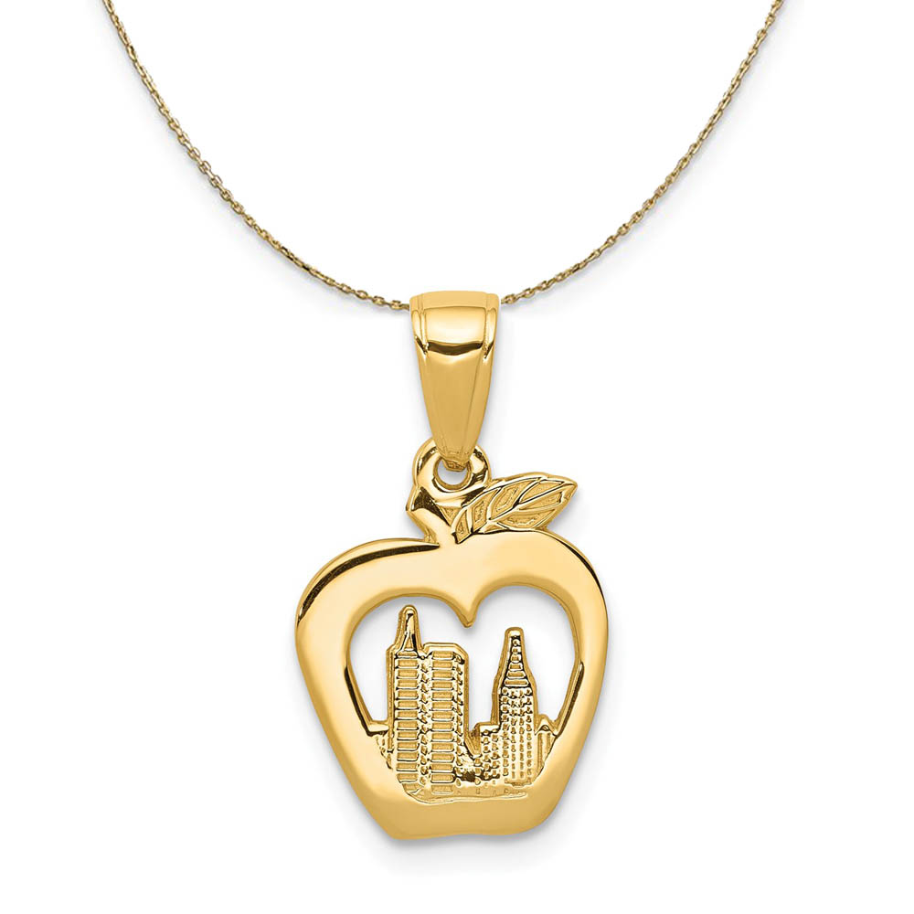 14k Yellow Gold Sm New York Skyline in Apple Necklace