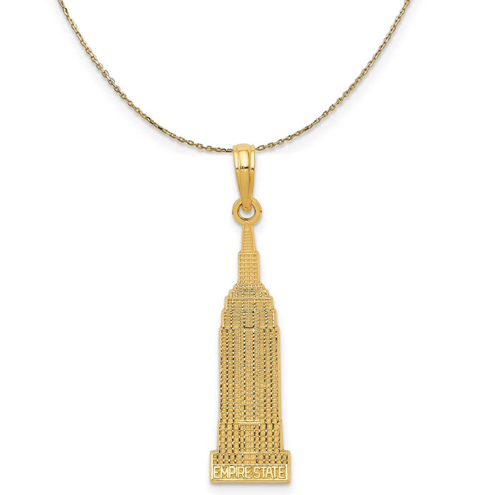14k Yellow Gold Satin Empire State Building Necklace