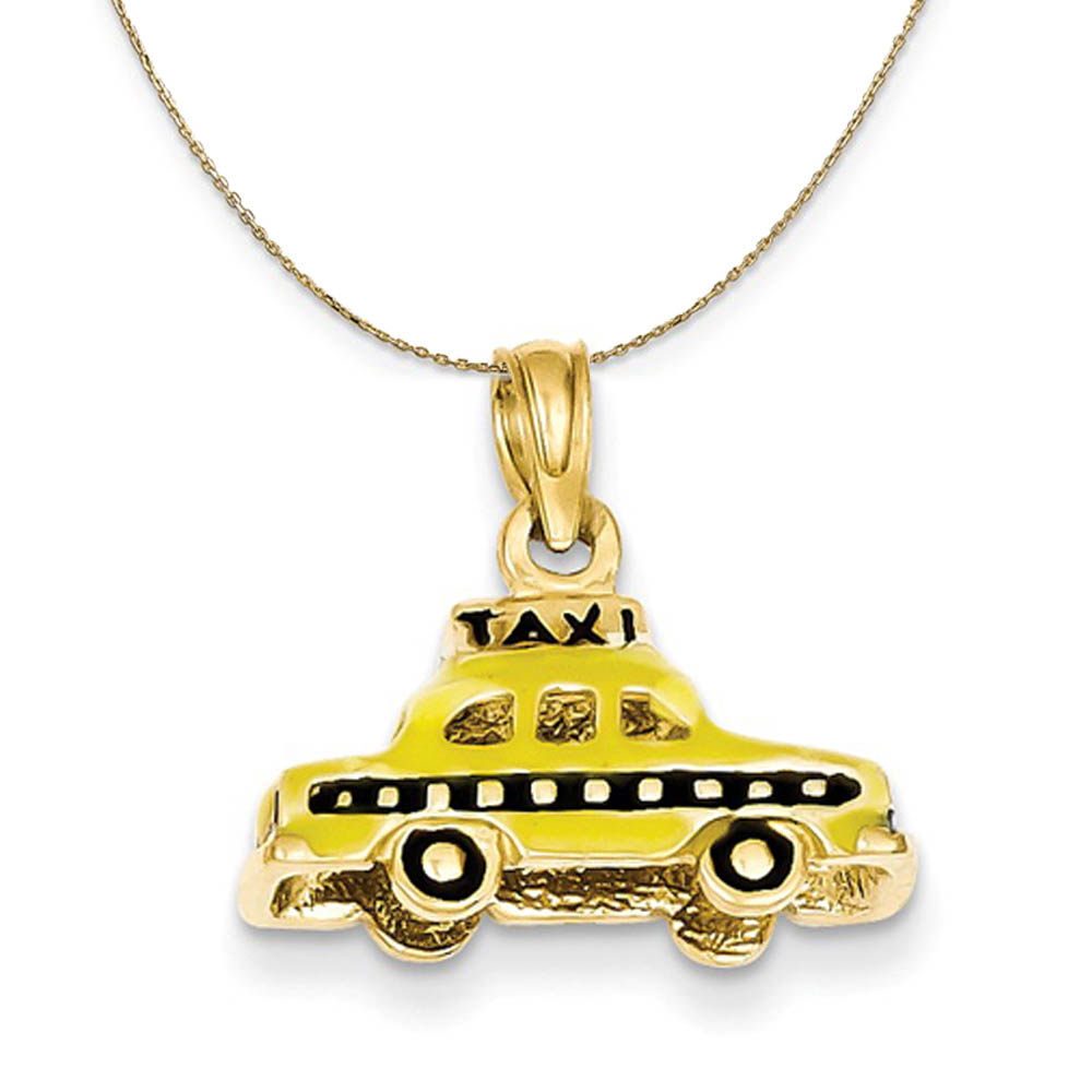 14k Yellow Gold Yellow Enameled Taxi Necklace
