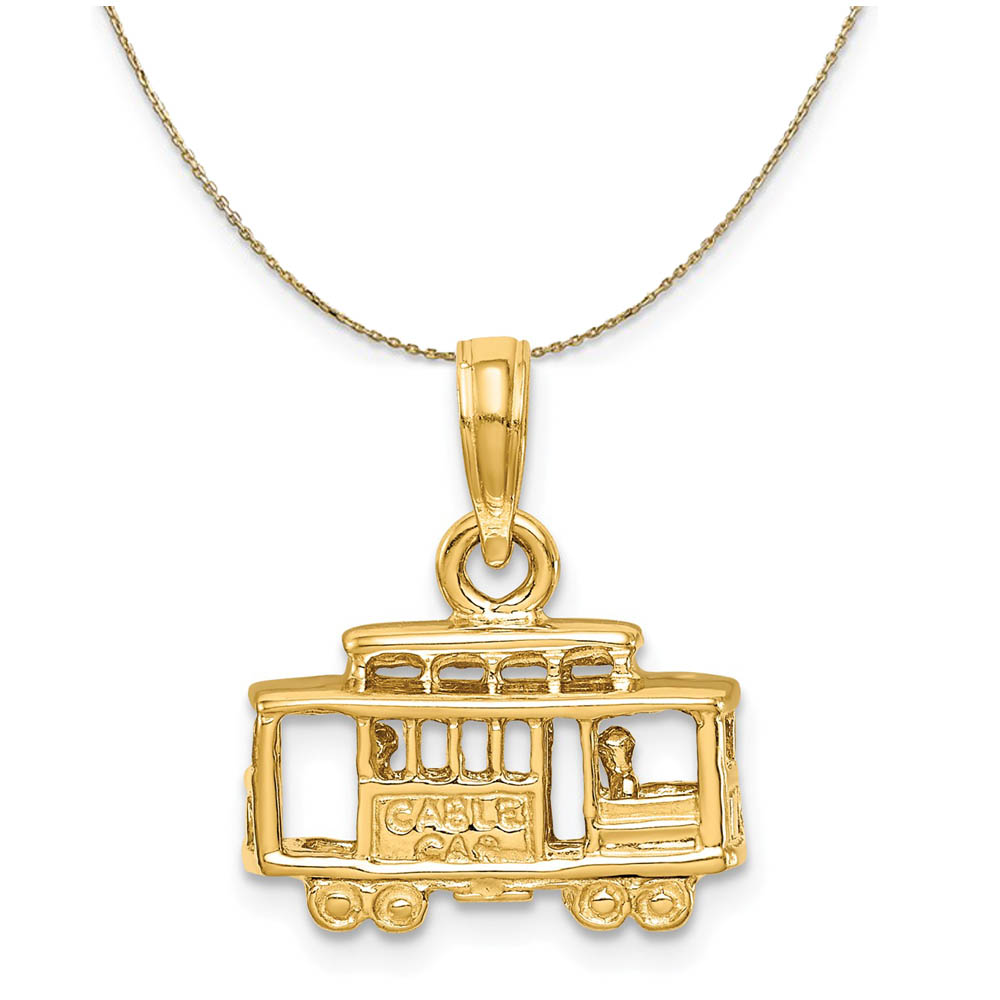 14k Yellow Gold 3D Cable Car Necklace