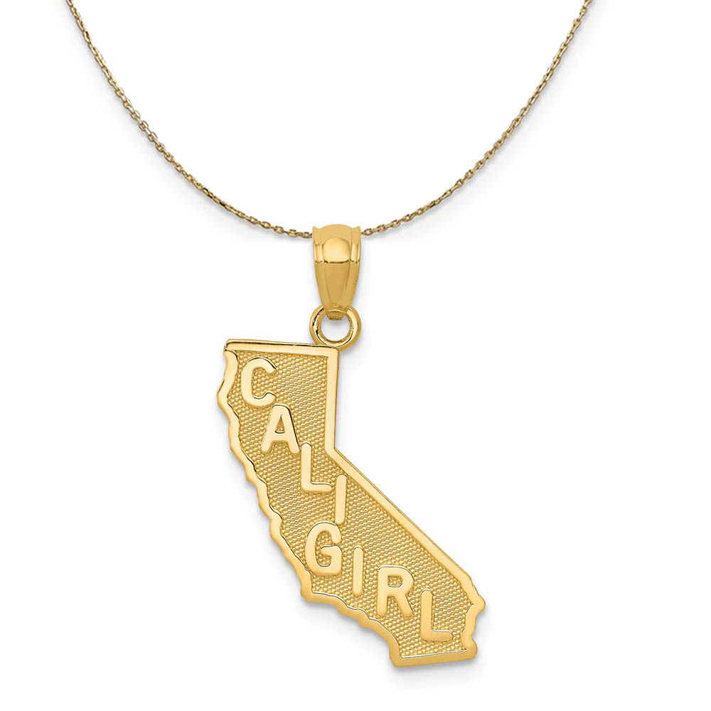 14k Yellow Gold Cali Girl State Necklace