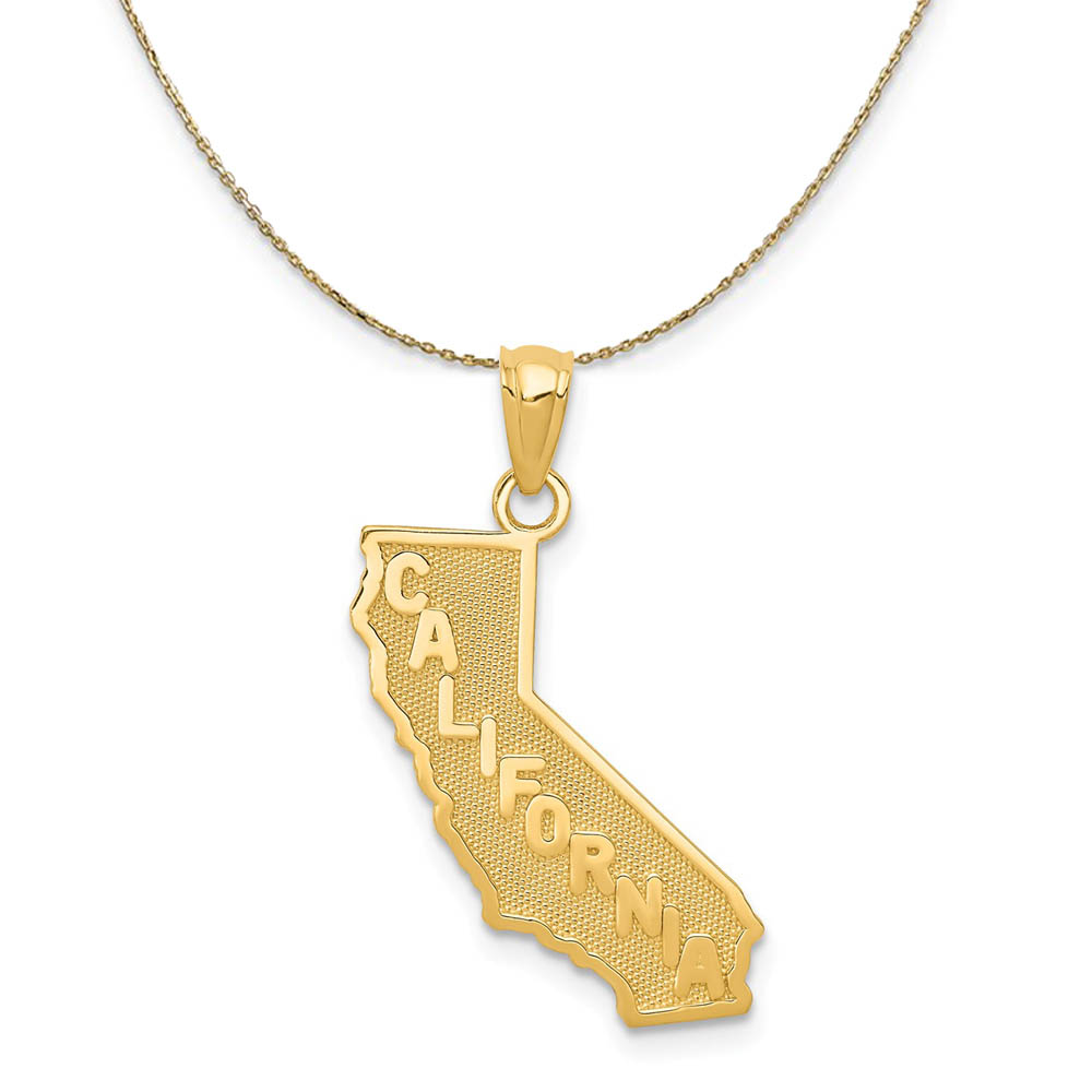 14k Yellow Gold California State Necklace
