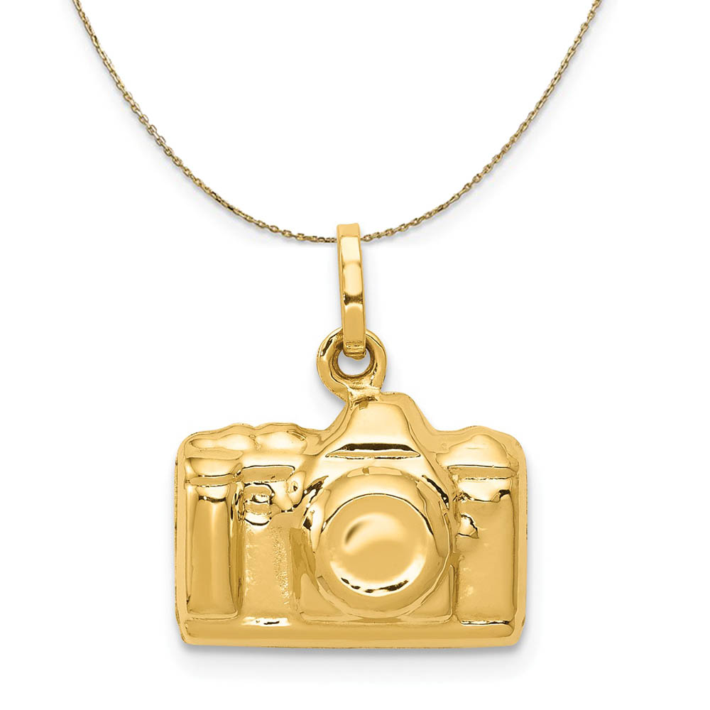 14k Yellow Gold Polished Camera Necklace