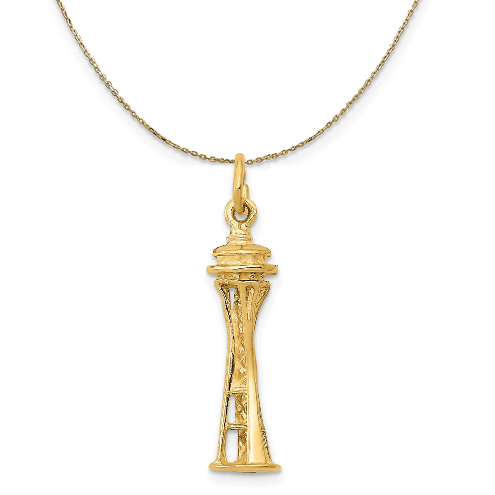 14k Yellow Gold Seattle Space Needle Necklace