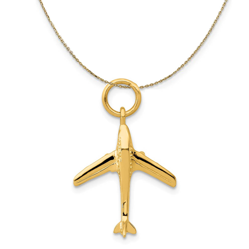 14k Yellow Gold Jet Plane Necklace