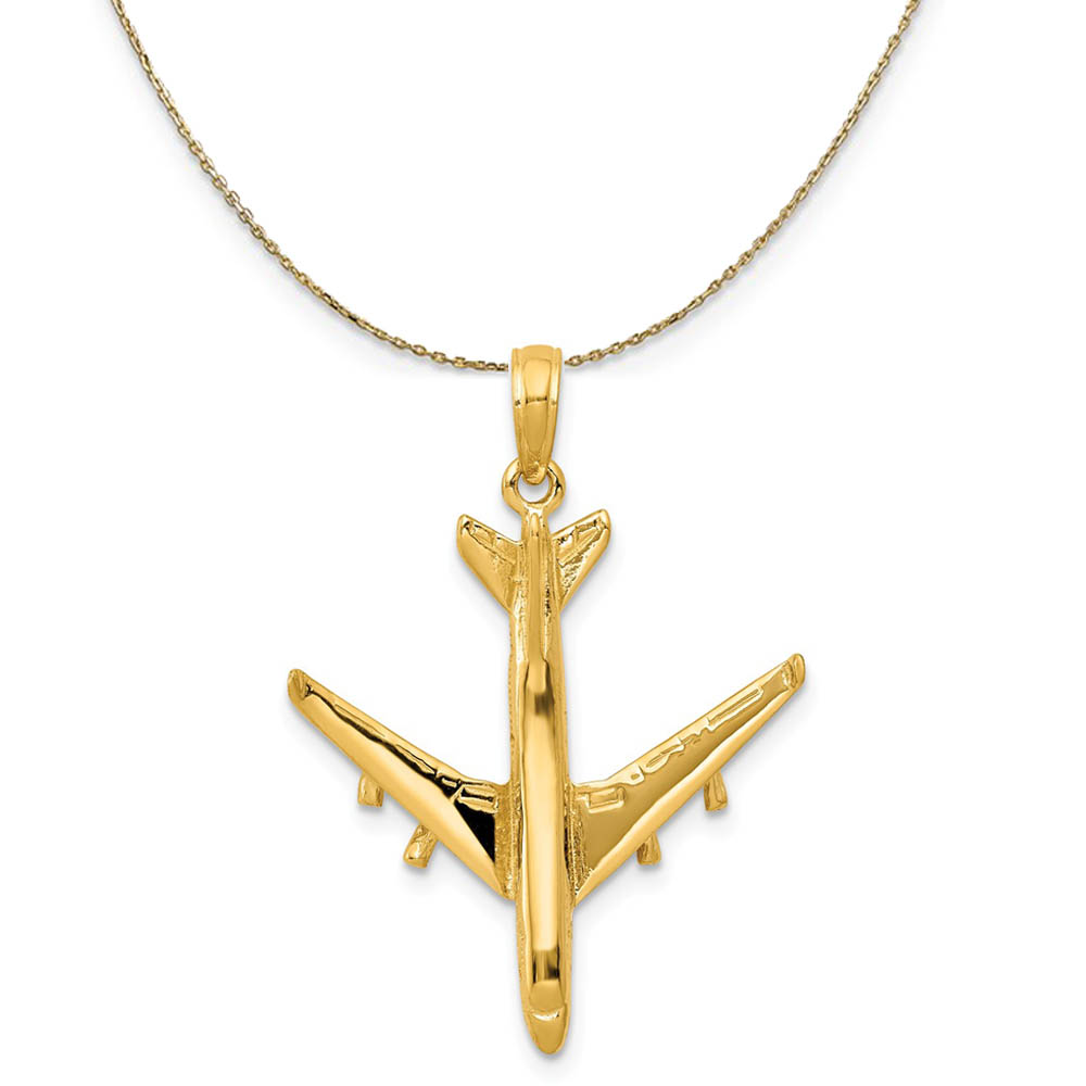 14k Yellow Gold Jet Aircraft Necklace