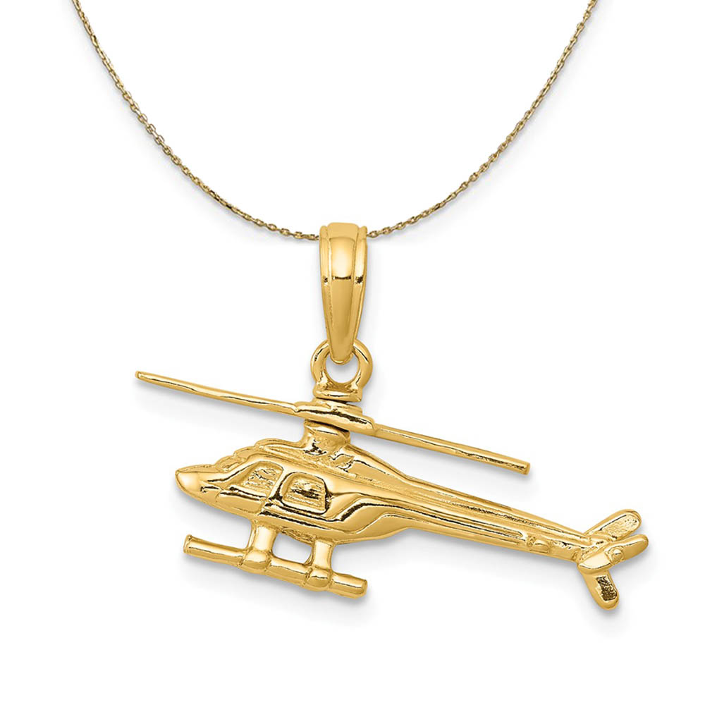 14k Yellow Gold Helicopter Necklace