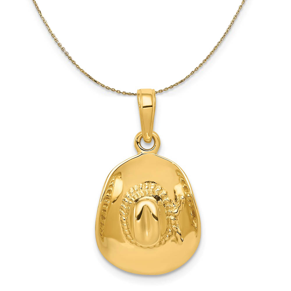 14k Yellow Gold Cowboy Hat Necklace