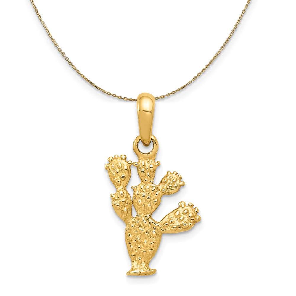 14k Yellow Gold Cactus Necklace