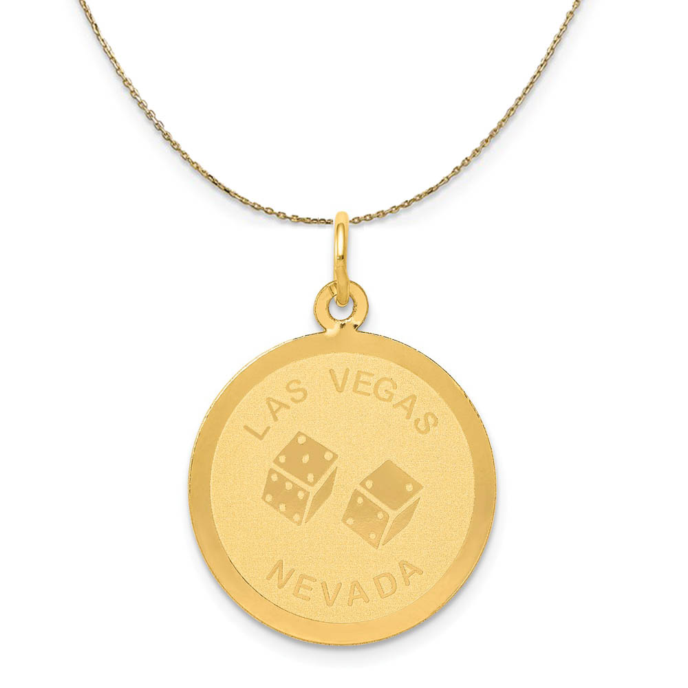 14k Yellow Gold Las Vegas Nevada Disk Necklace
