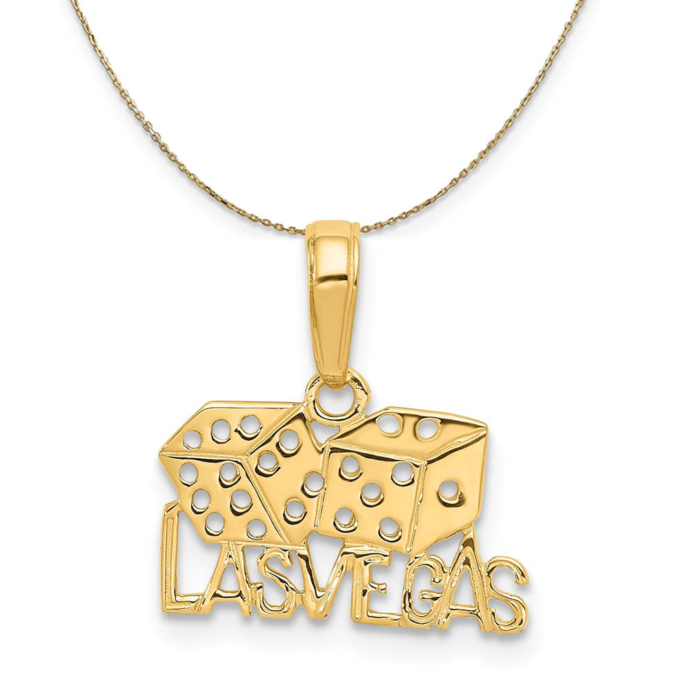 14k Yellow Gold Las Vegas Dice Necklace