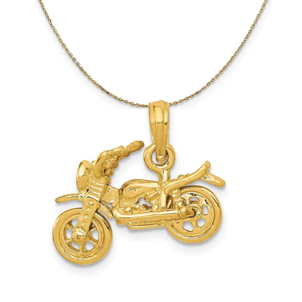 14k Yellow Gold Motorcycle Necklace