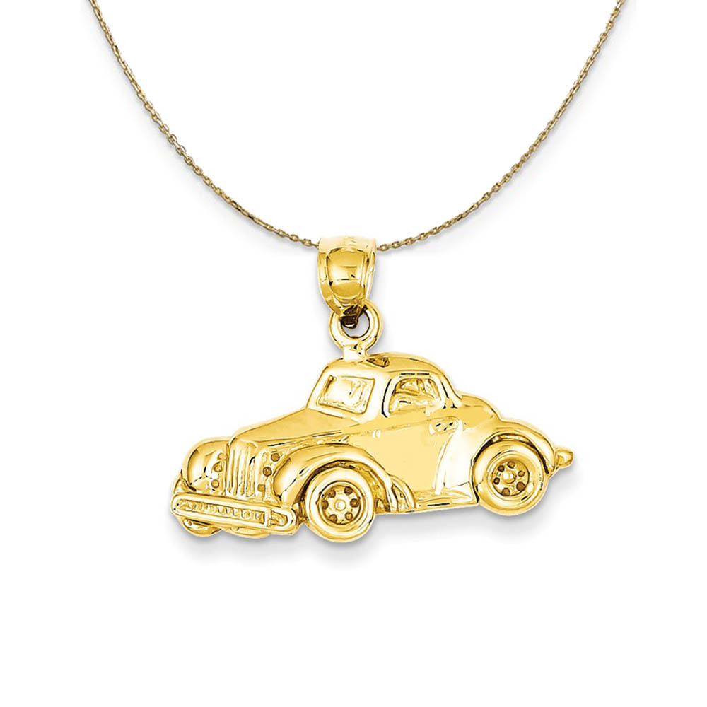 14k Yellow Gold Classic Antique Car Polished Necklace