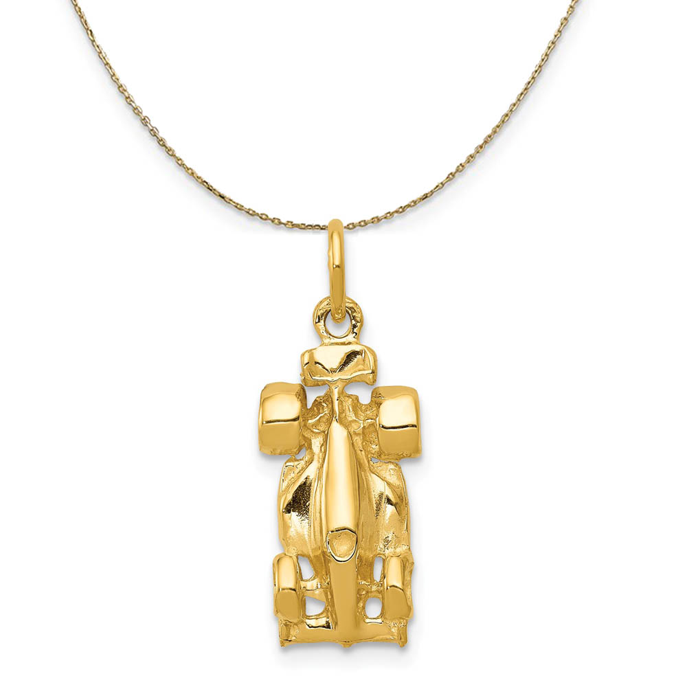 14k Yellow Gold Race Car Necklace