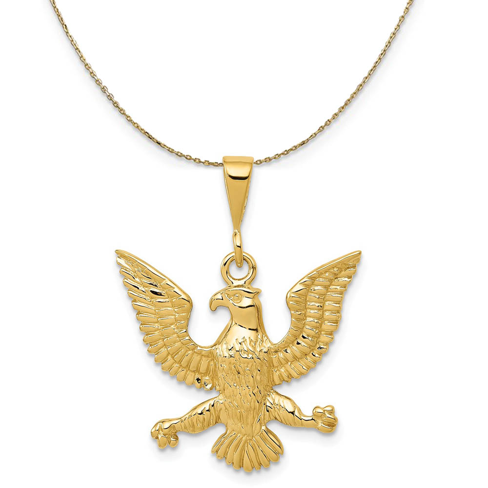14k Yellow Gold Polished Eagle Necklace