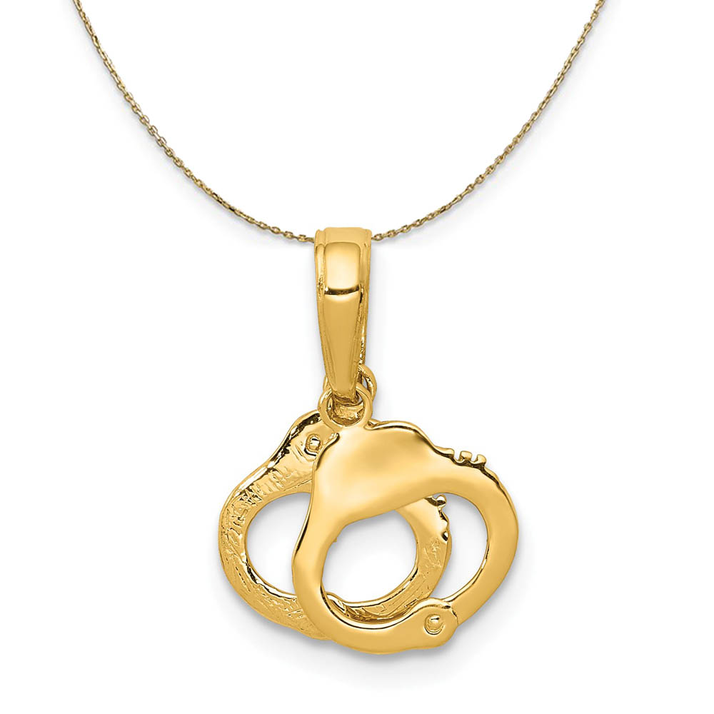14k Yellow Gold Mini Handcuffs Necklace