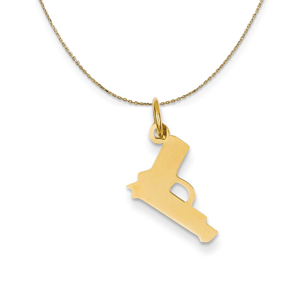 14k Yellow Gold Polished Pistol Necklace