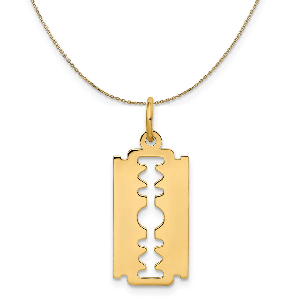 14k Yellow Gold Polished Razor Blade Necklace