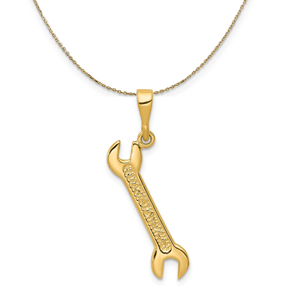 14k Yellow Gold Wrench Necklace