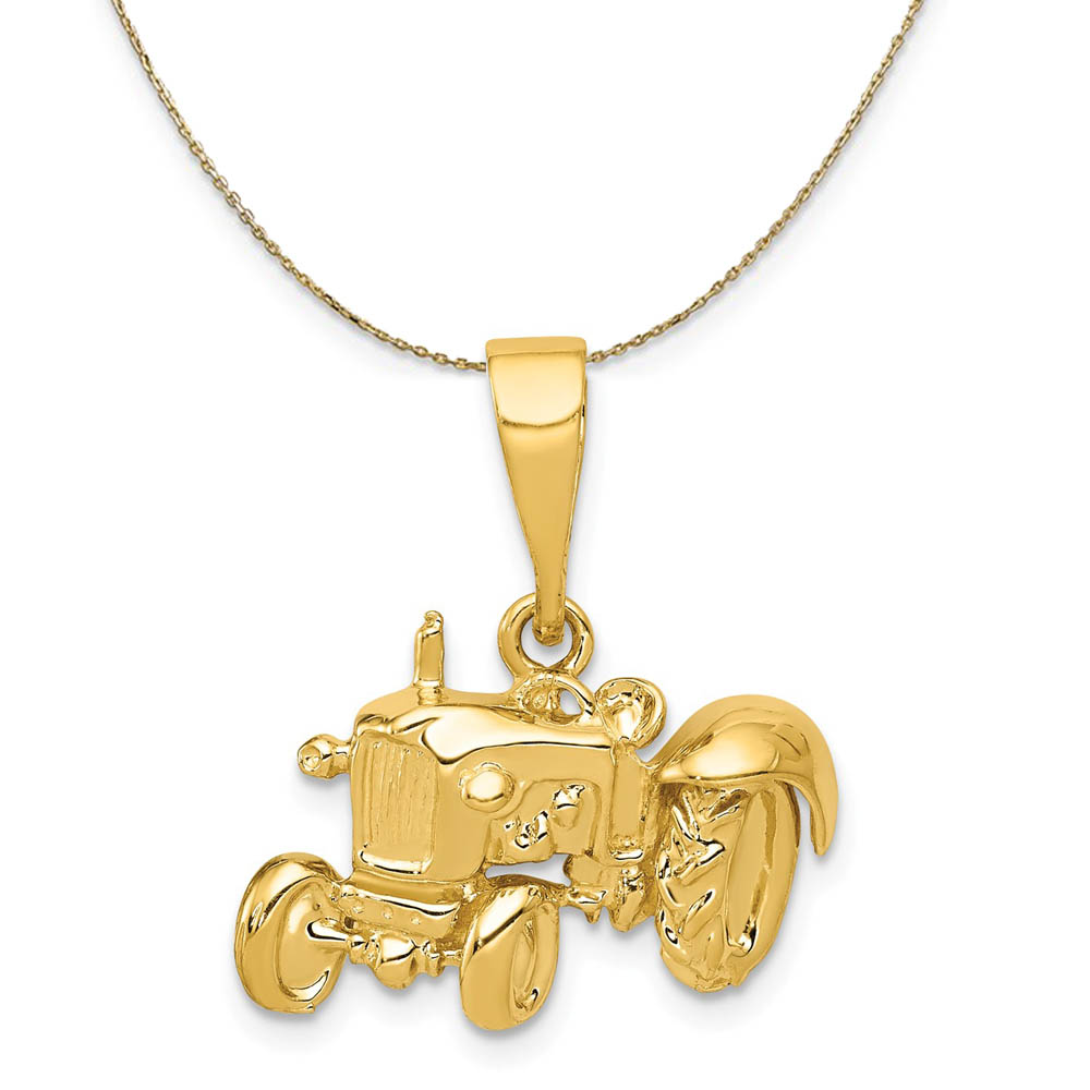 14k Yellow Gold Tractor Necklace