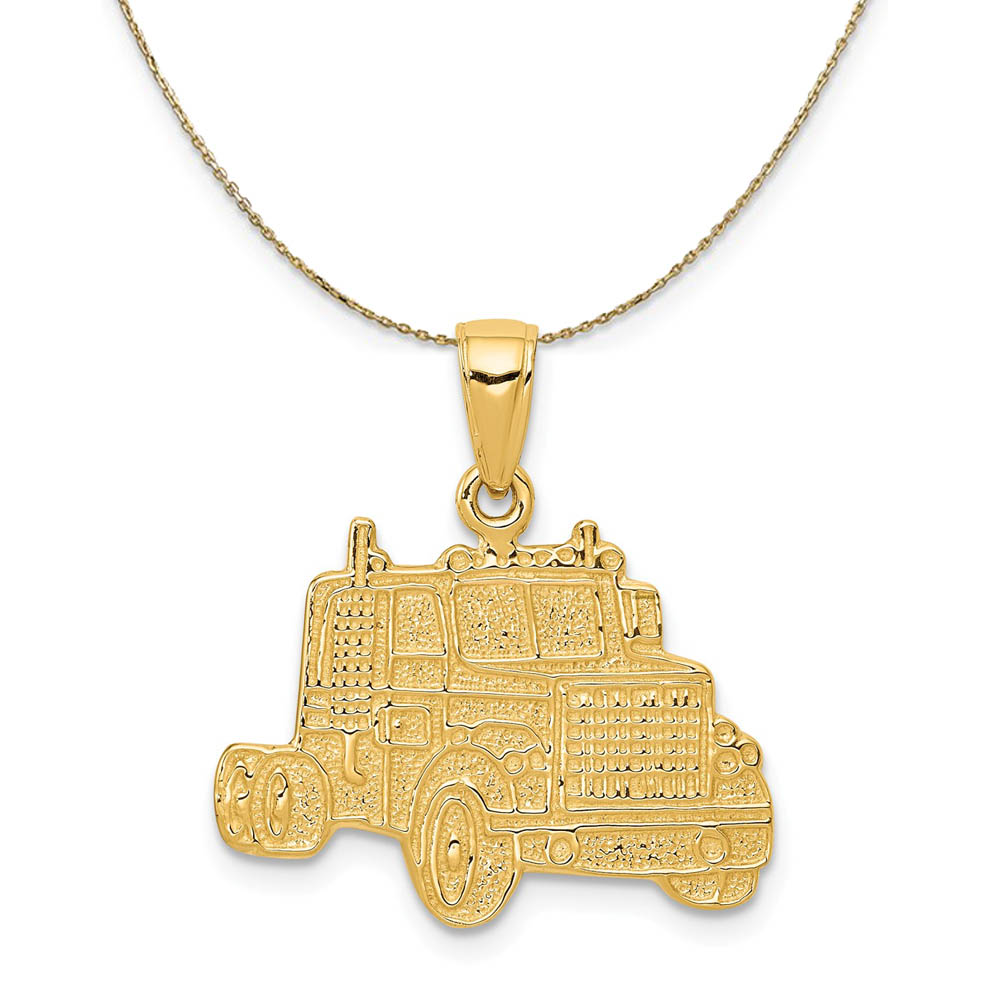 14k Yellow Gold Semi Truck Cab Necklace