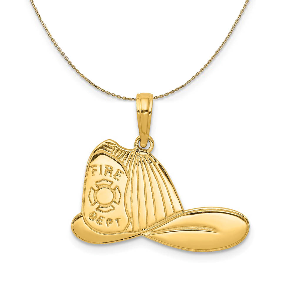 14k Yellow Gold Fire Dept. Hat Necklace