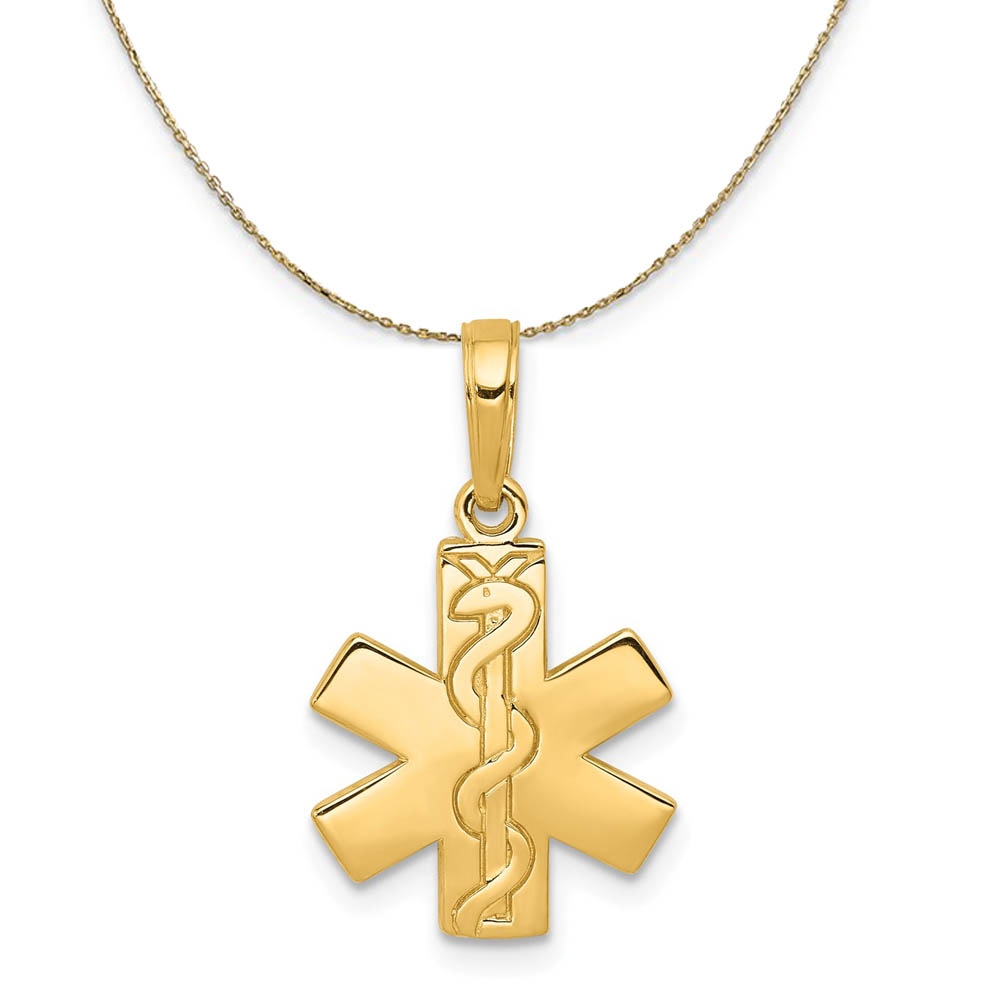 14k Yellow Gold Medical Symbol Necklace