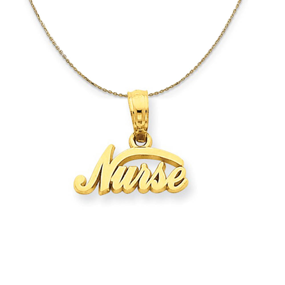 14k Yellow Gold Sm Nurse Script Necklace