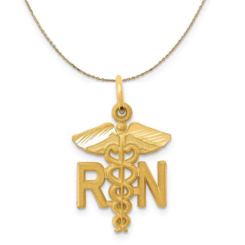 14k Yellow Gold Diamond Cut RN Necklace