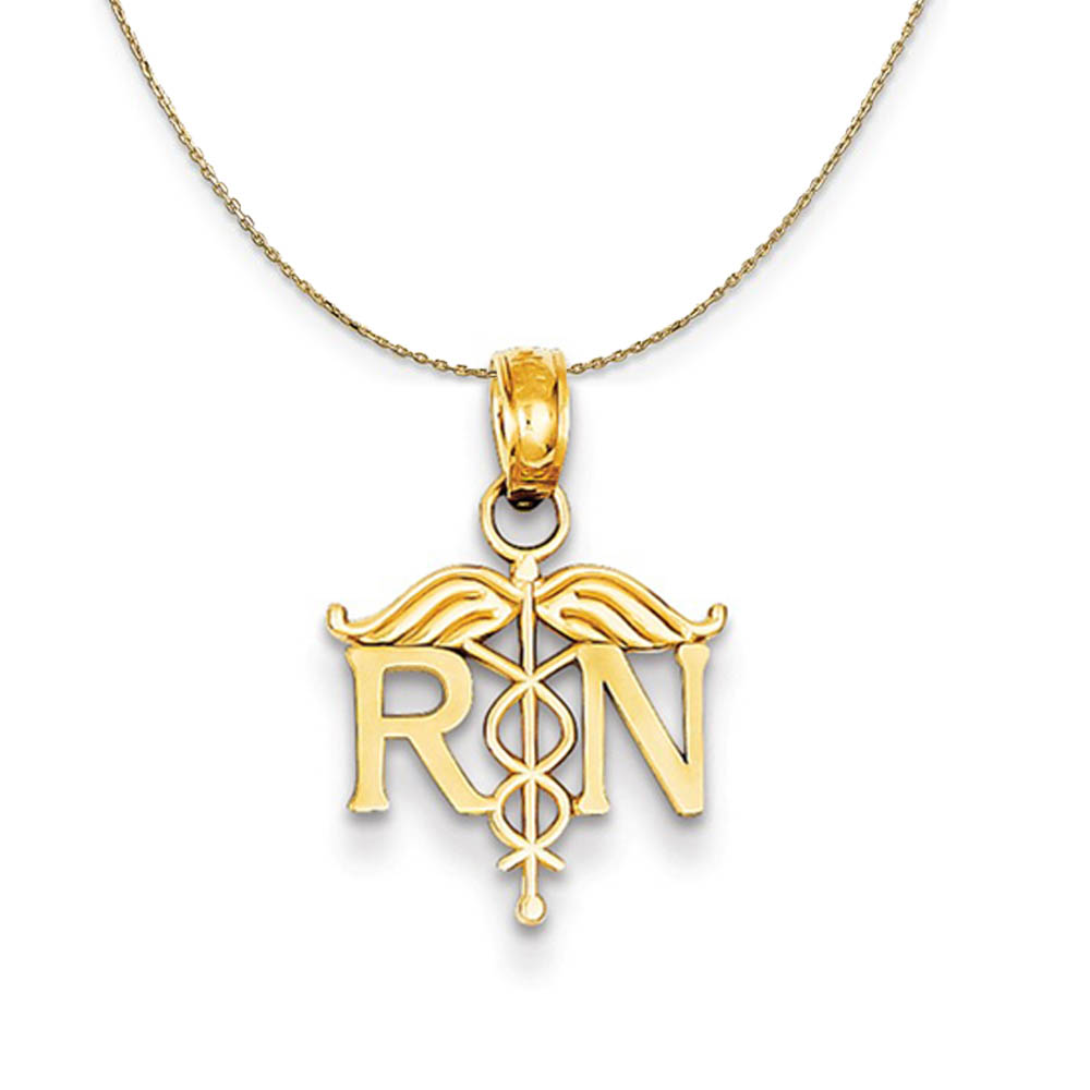 14k Yellow Gold Fancy Registered Nurse Necklace