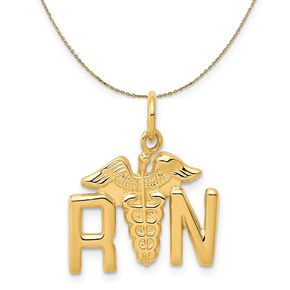 14k Yellow Gold Registered Nurse Necklace