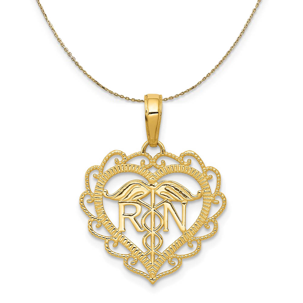 14k Yellow Gold RN Heart Necklace