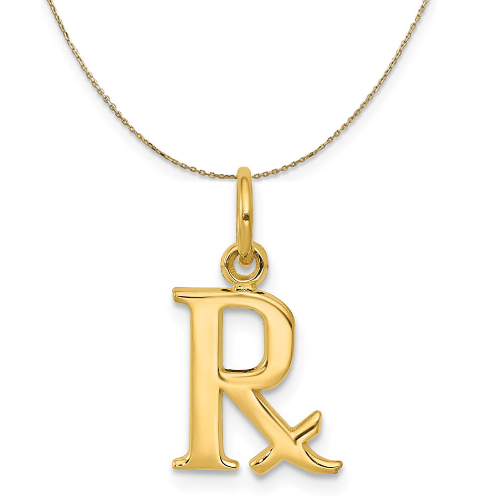 14k Yellow Gold Prescription Symbol RX Necklace