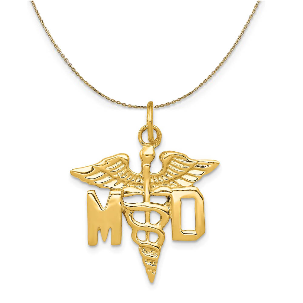 14k Yellow Gold MD Caduceus Necklace