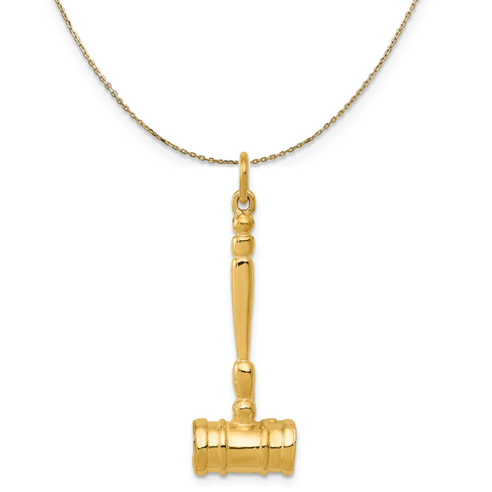 14k Yellow Gold Gavel Polished Necklace