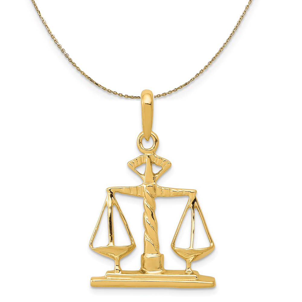 14k Yellow Gold Scales of Justice Polished Necklace