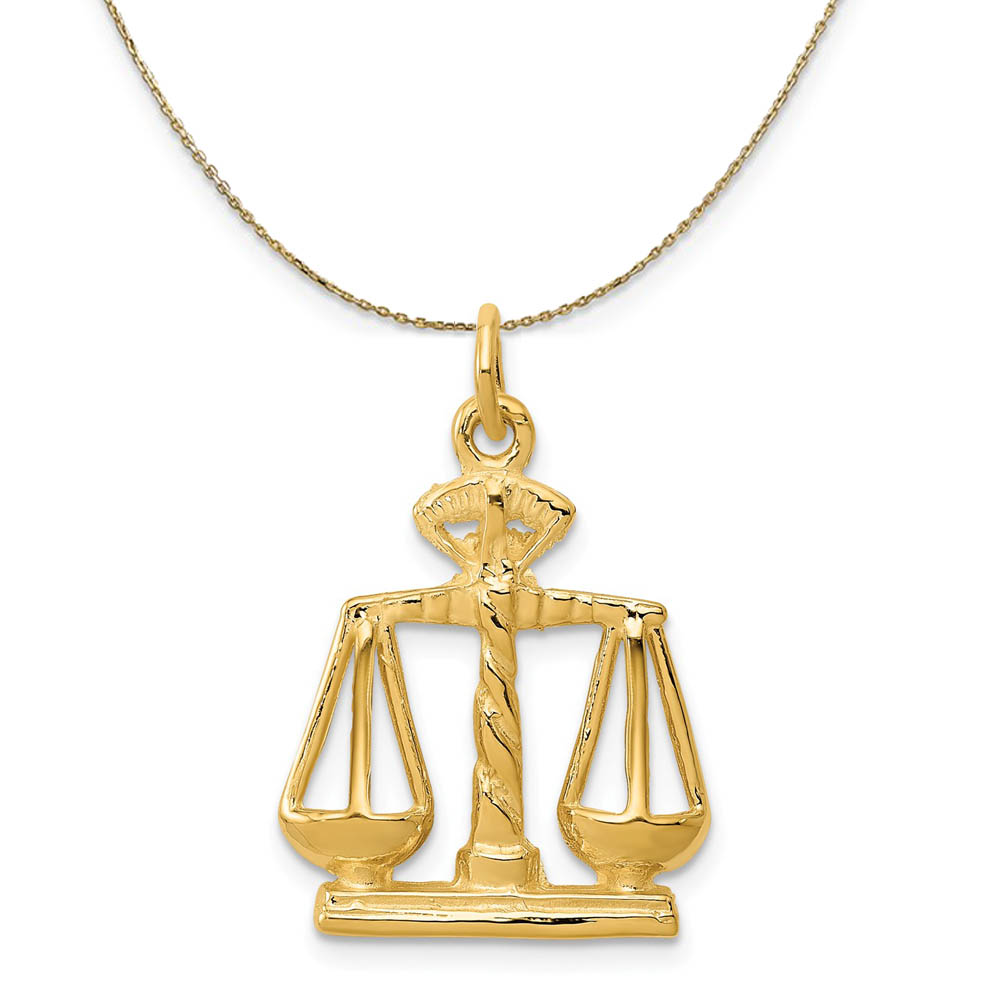 14k Yellow Gold Textured Scales of Justice Necklace