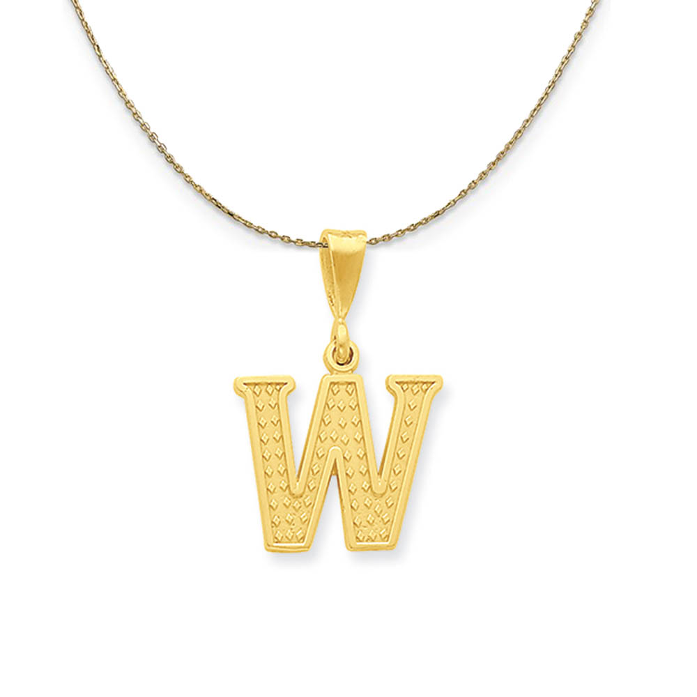 14k Yellow Gold, Ashley, Initial W Necklace