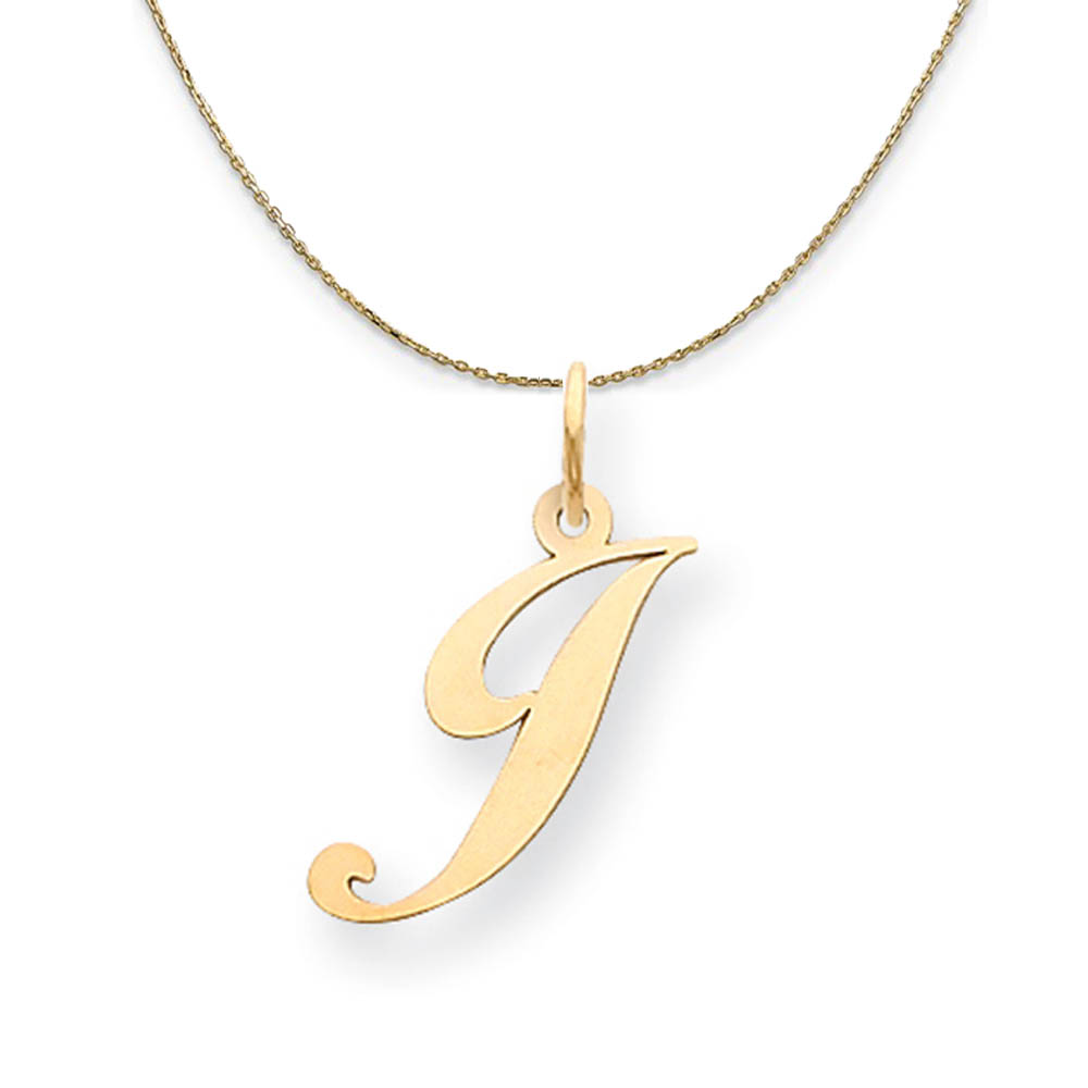 14k Yellow Gold, Ella Med Fancy Script Initial J Necklace