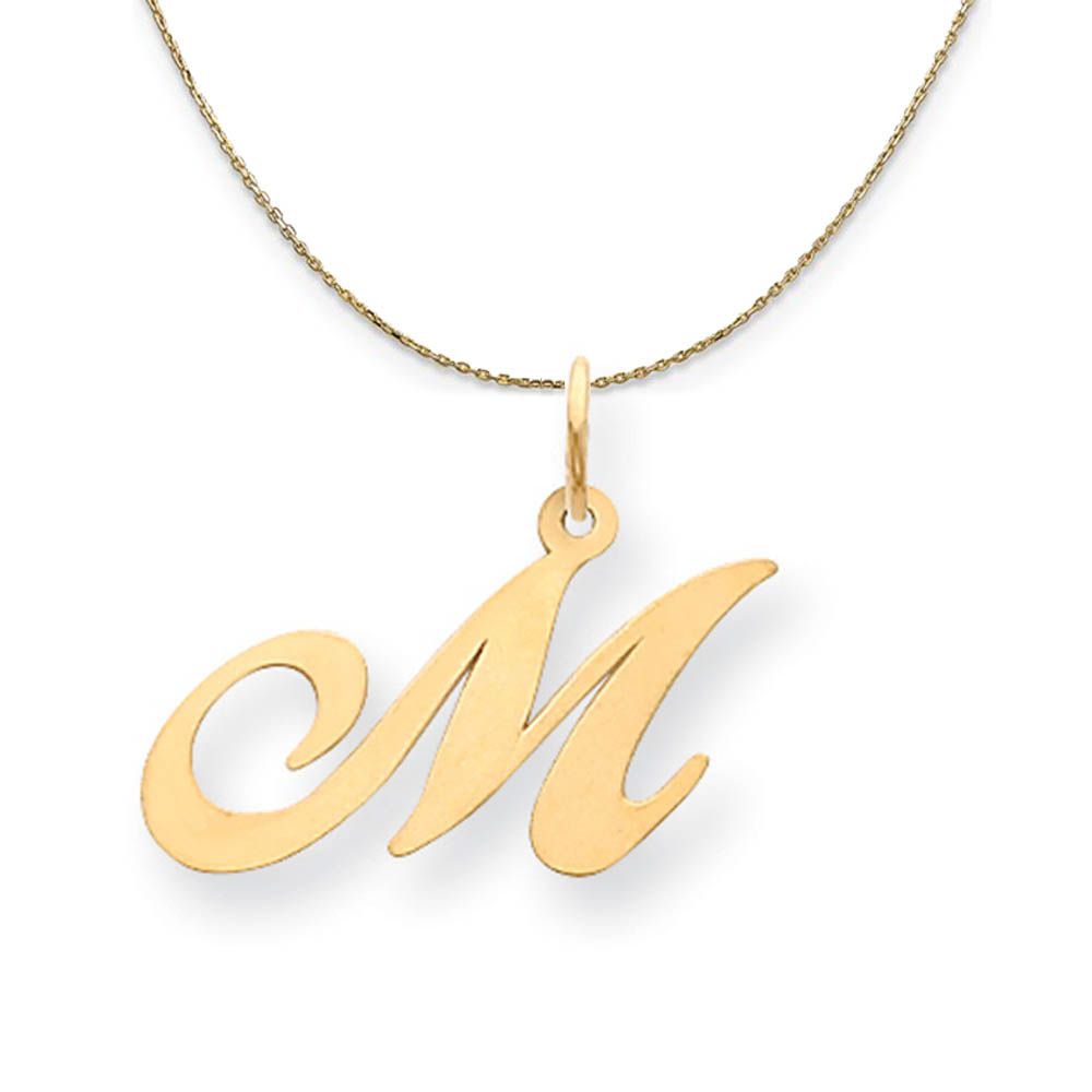 14k Yellow Gold, Ella Med Fancy Script Initial Necklace