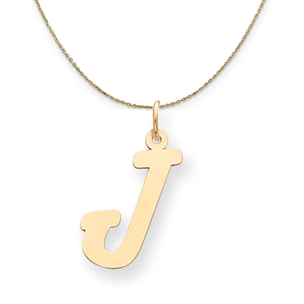 14k Yellow Gold Madison LG Classic Script Initial J Necklace