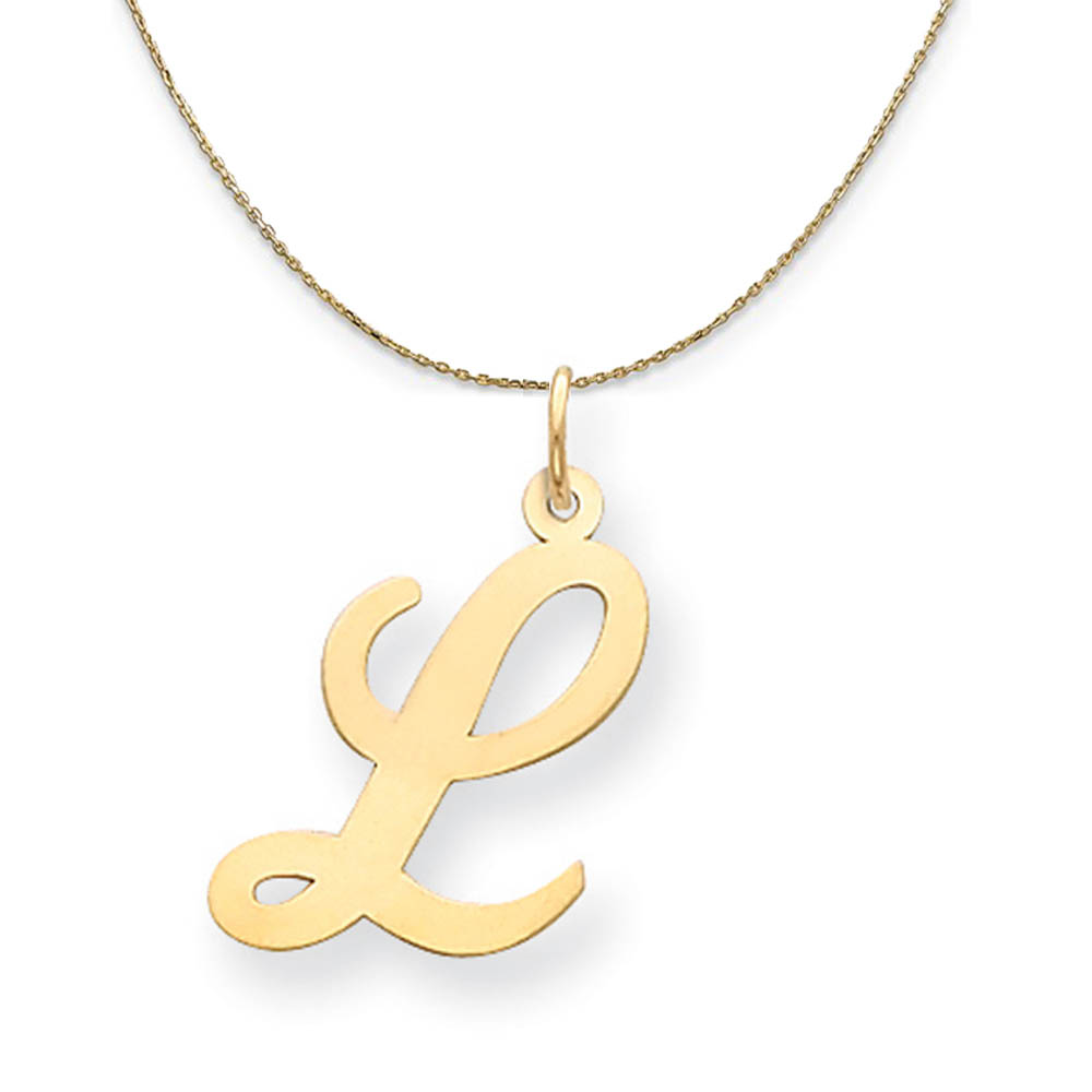 14k Yellow Gold Madison LG Classic Script Initial Necklace