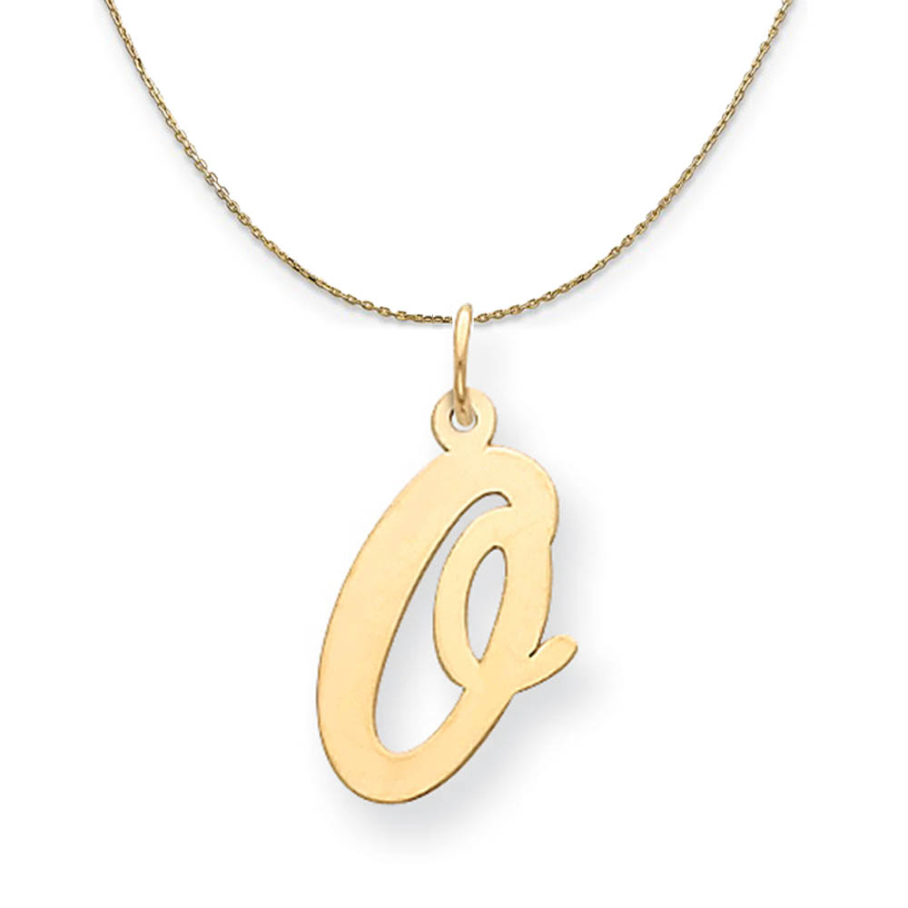 14k Yellow Gold Madison LG Classic Script Initial O Necklace