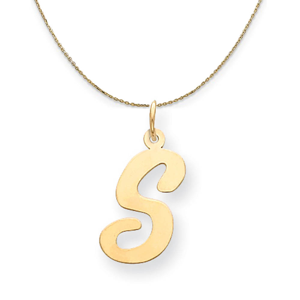 14k Yellow Gold Madison LG Classic Script Initial Necklace