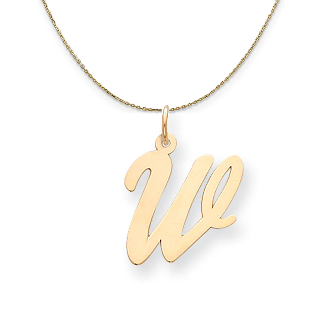 14k Yellow Gold Madison LG Classic Script Initial W Necklace