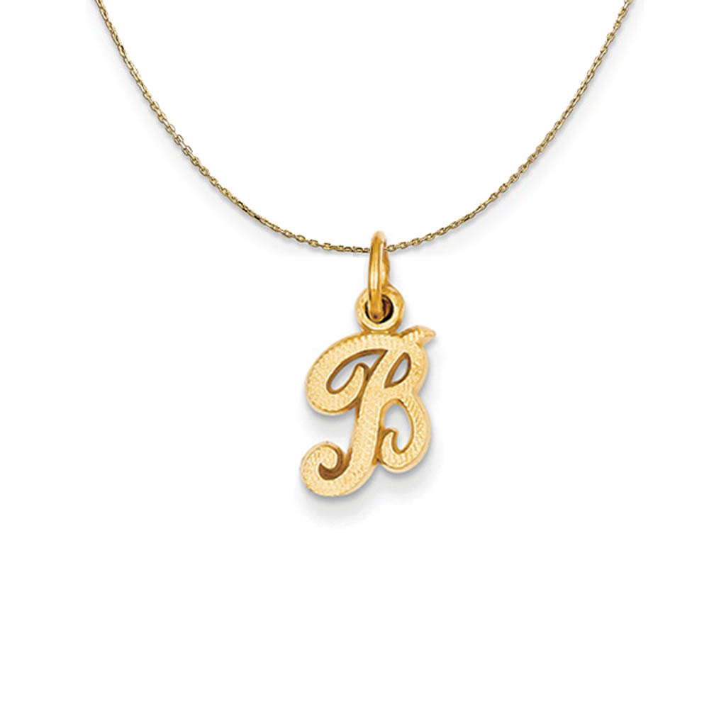 Sadie 14k Yellow Gold Satin Script Initial Necklace Letter B