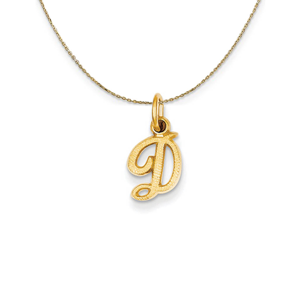 Sadie 14k Yellow Gold Satin Script Initial Necklace Letter D