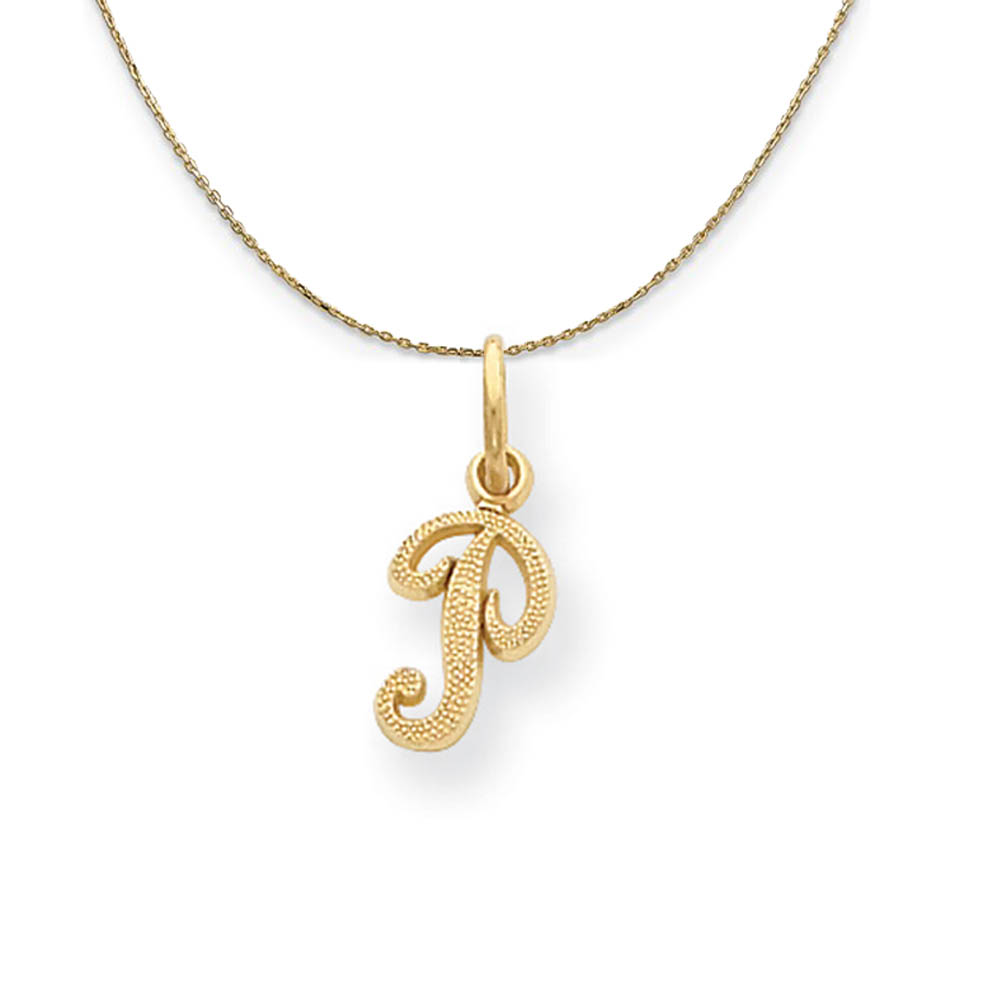Sadie 14k Yellow Gold Satin Script Initial Necklace Letter P
