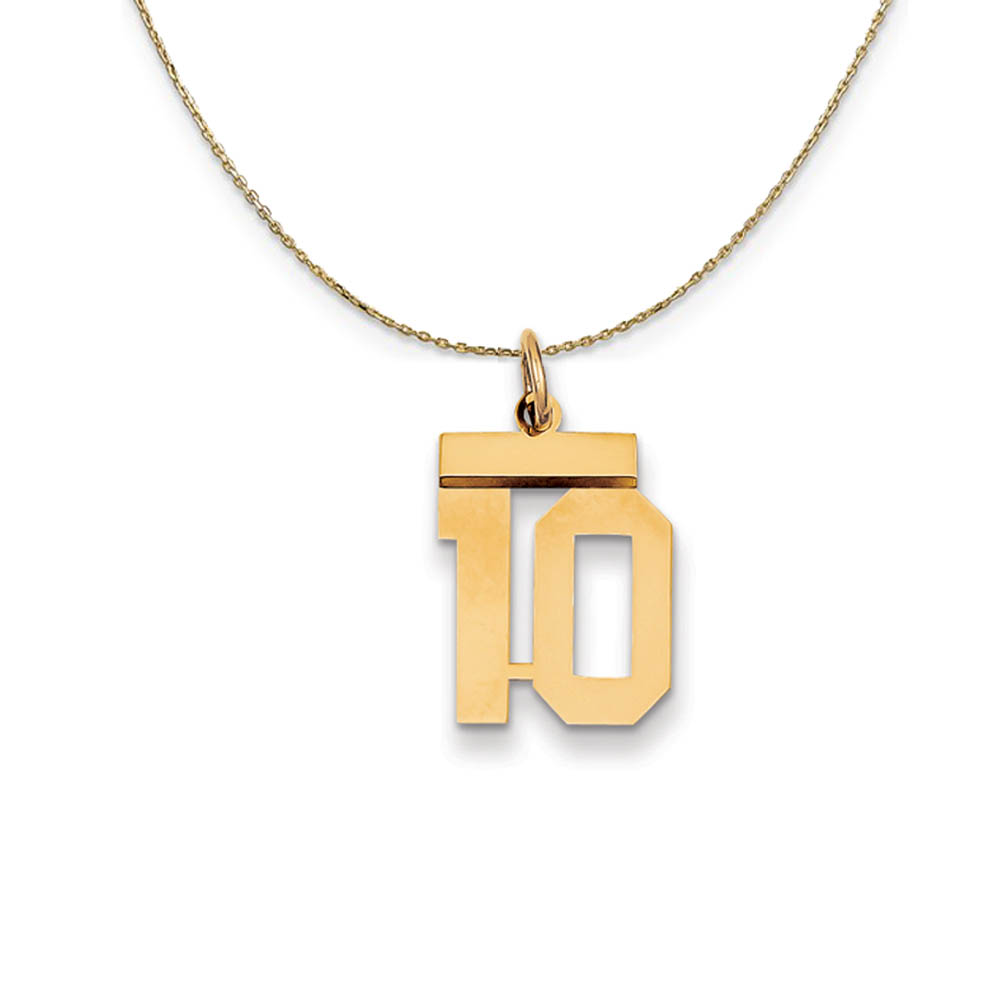 14k Yellow Gold, Athletic, Sm Polished Number 10 Necklace
